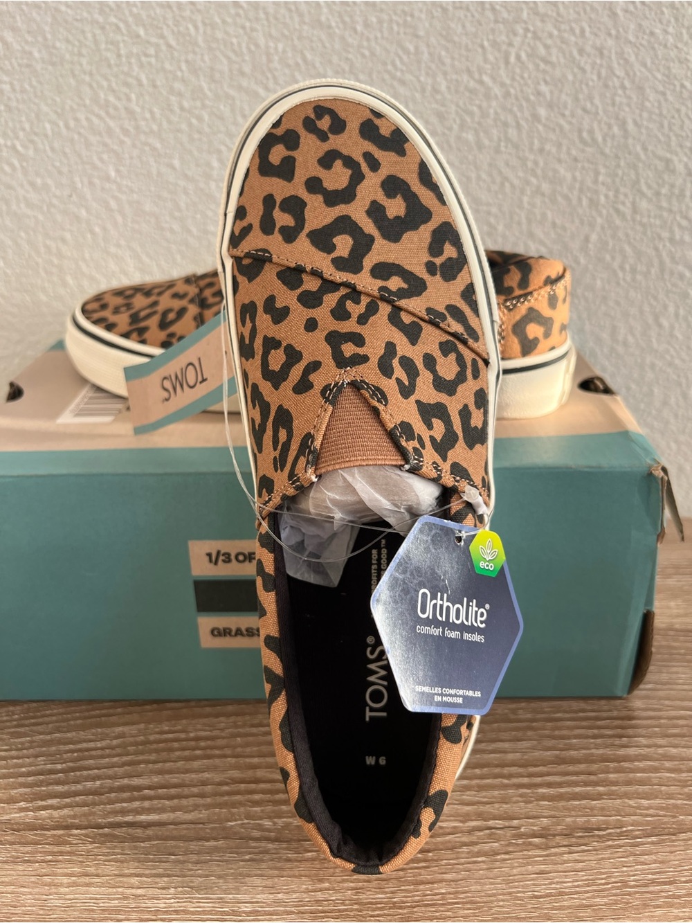 Toms Kids Leopard Print Slip-On Sneakers - Brown & Black - Picture 2 of 4